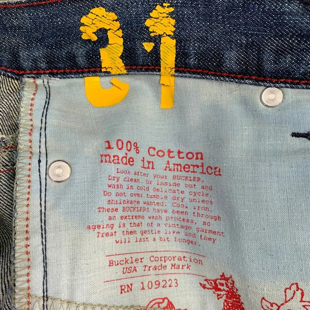 BUCKLER Size 31 Blue Cotton Denim Straight Jeans